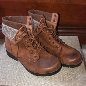 Brown combat boots